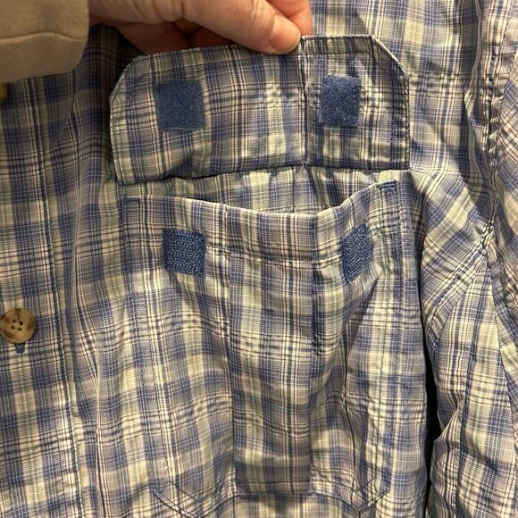 Duluth Trading Co Button Front Camp Shirt Mens XL Blue Plaid Polyester Nylon - Picture 3 of 7